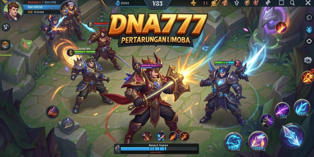 Tampilan seru dari gameplay MOBA DNA777 yang mendebarkan.