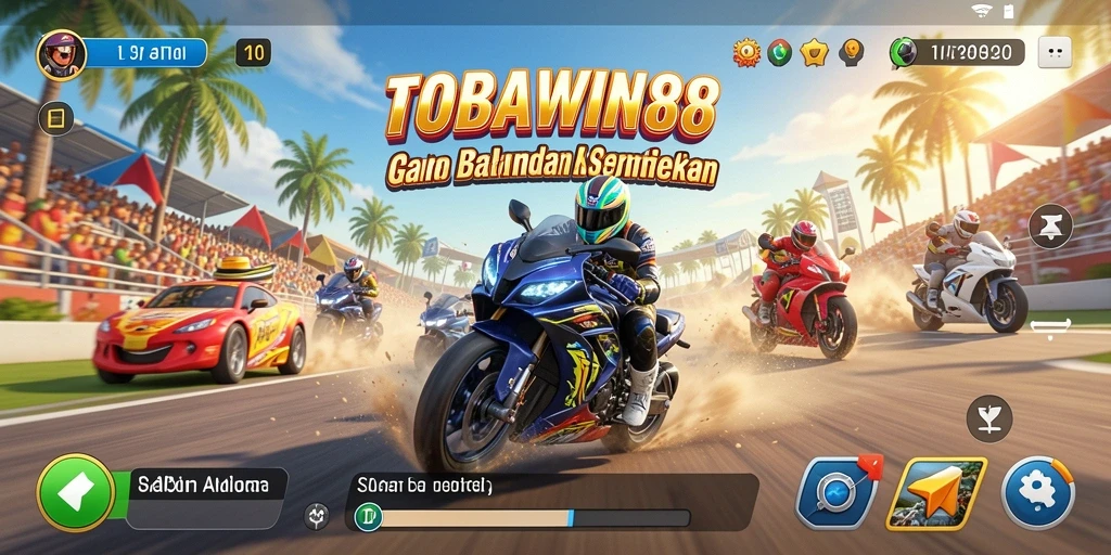 Screenshot yang menunjukkan ketegangan dalam balapan di TOBAWIN88.
