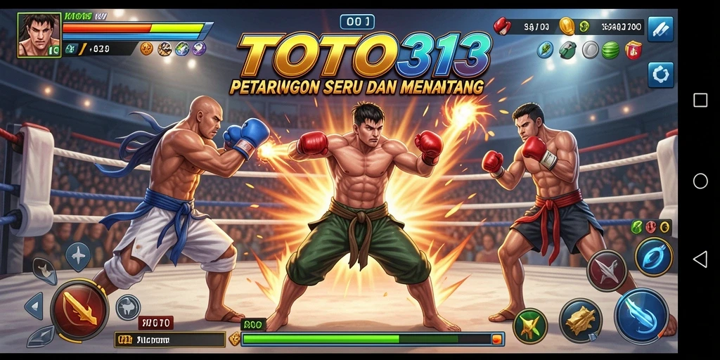 Screenshot gameplay TOTO313 dengan aksi pertarungan menegangkan.